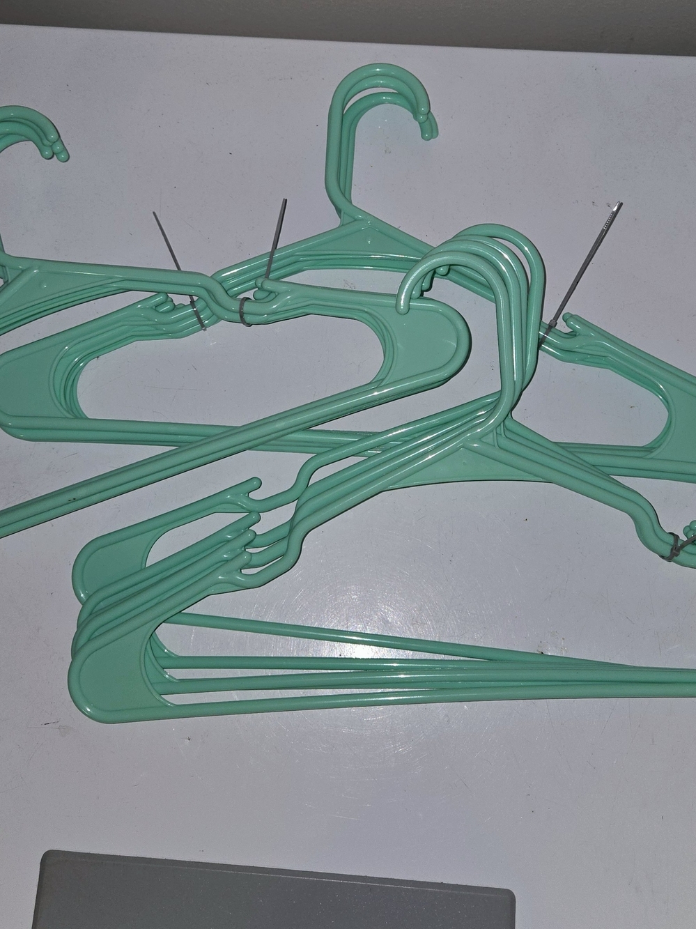 Mint Green Plastic Clothes Hangers - Set of 20